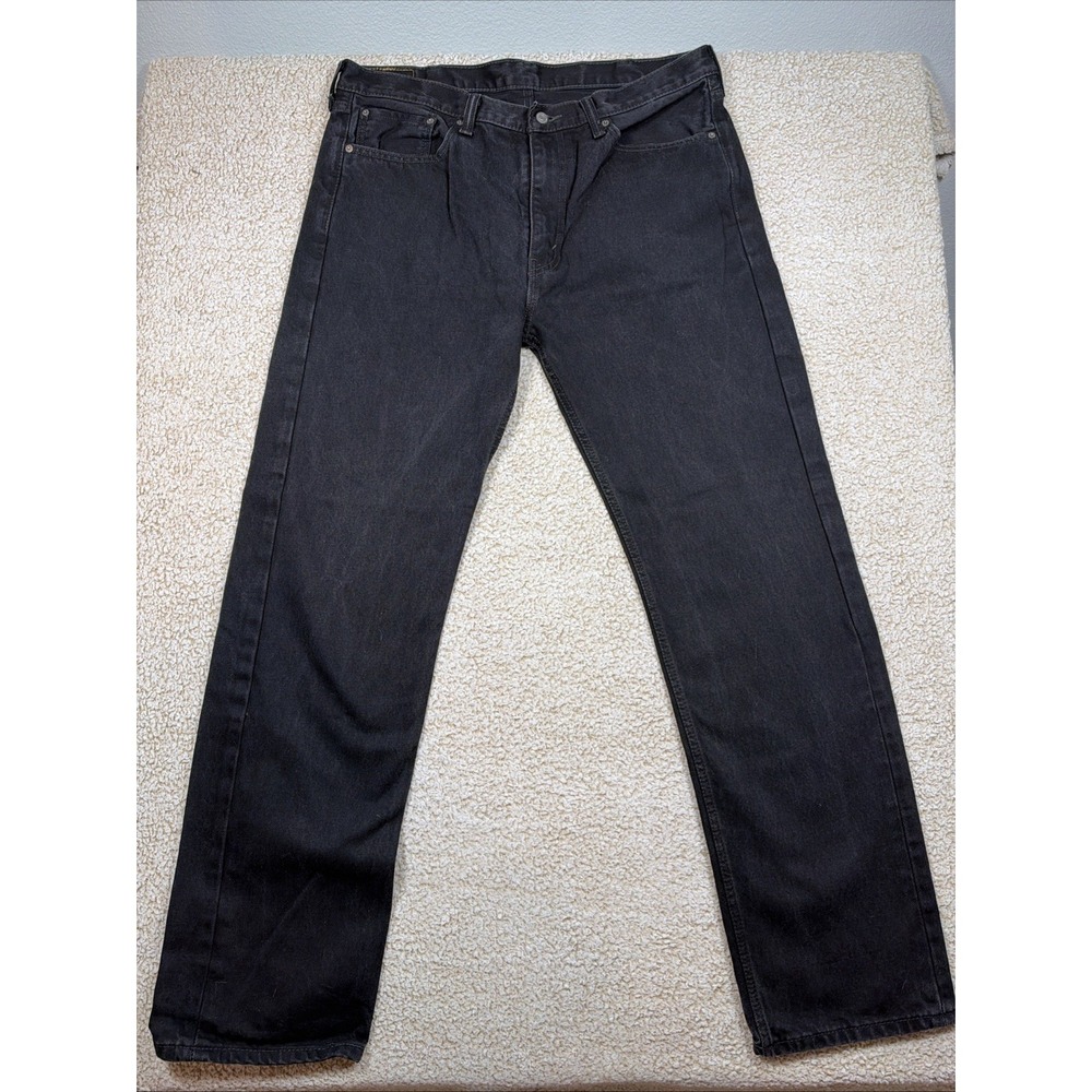 Levis 505 Denim Jeans Mens 38x34 Black Straight Leg Regular Fit